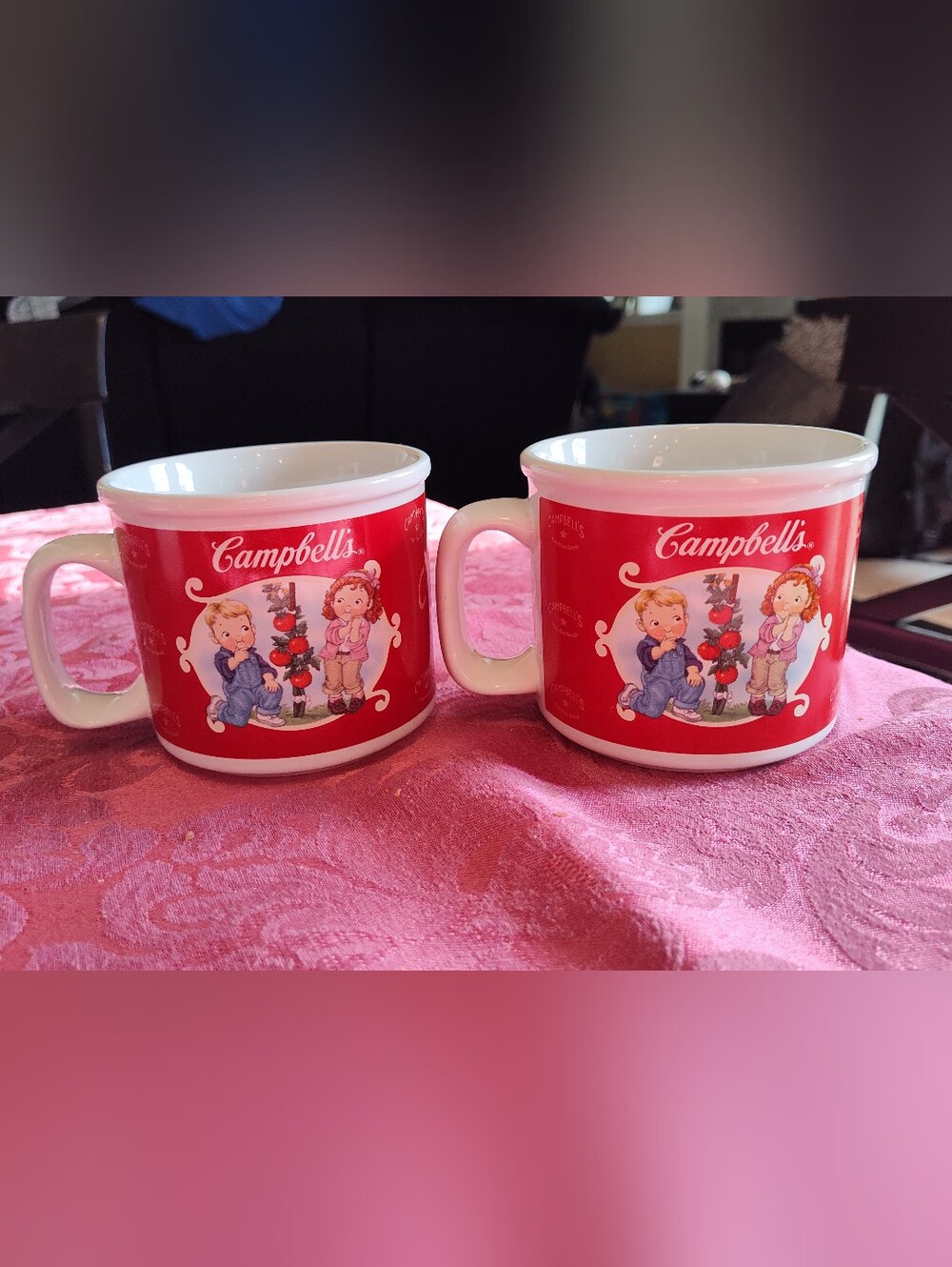 Campbell’s Soup Mugs 2002 Houston Harvest Gift Products, Boy And Girl, Set Of 2